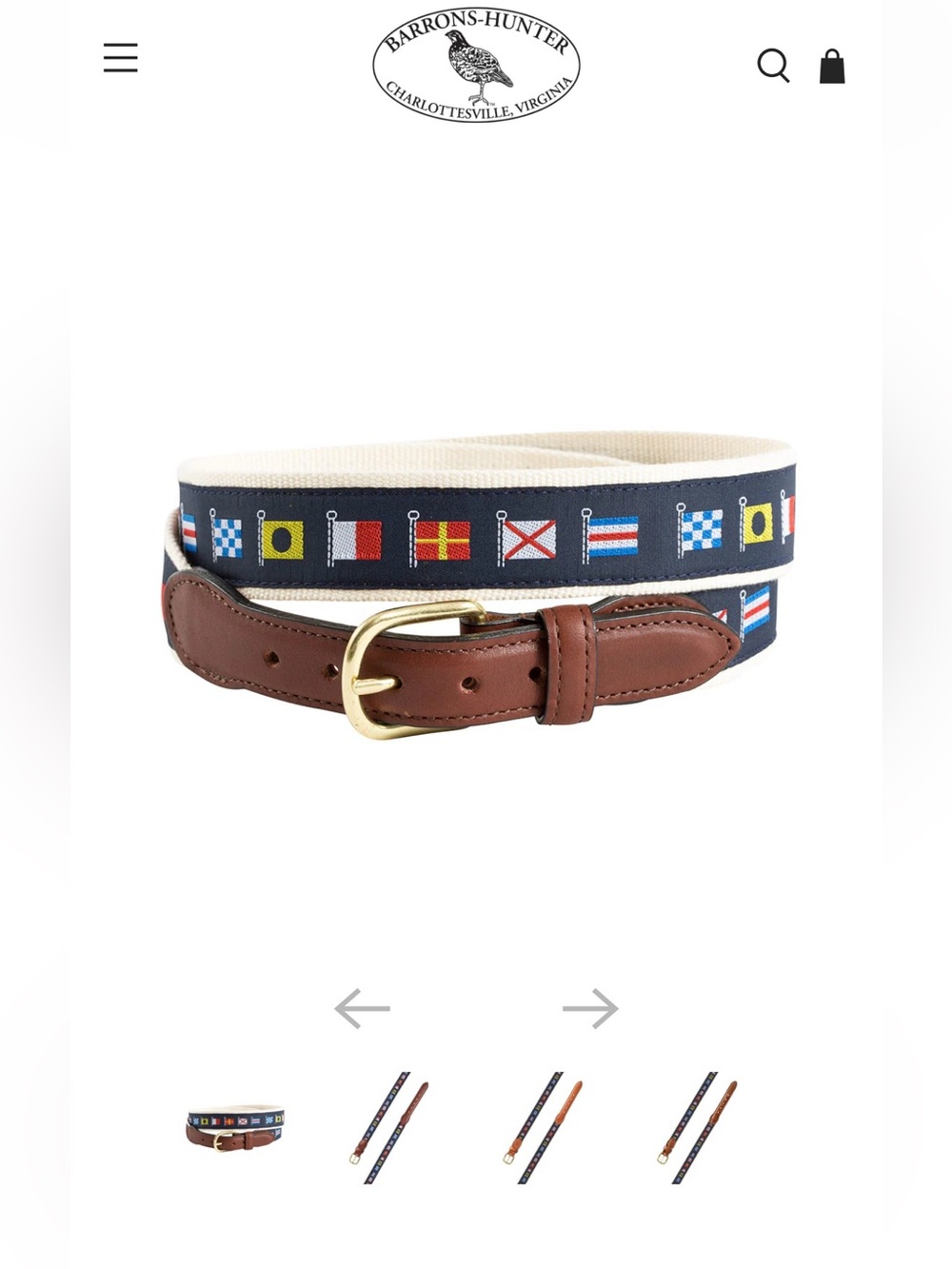 Vintage Barrons Hunter 34 Signal Flag Belt with Brown Leather(38 total lengt)